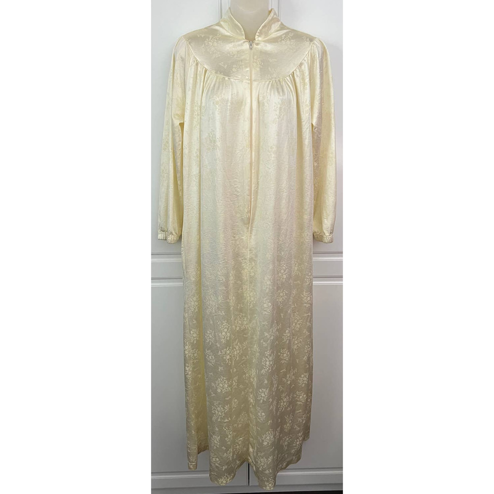 Vintage Julie Girl Cream 1/2 Zip Long Sleeve Robe with Pocket Size M